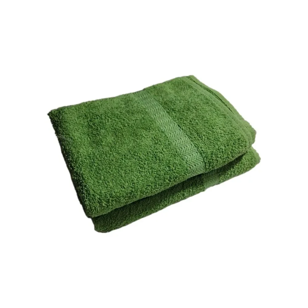 Vintage Cannon Bath Towels Set of 2 Avocado Green 100% Cotton 70s USA 21.5 x 41